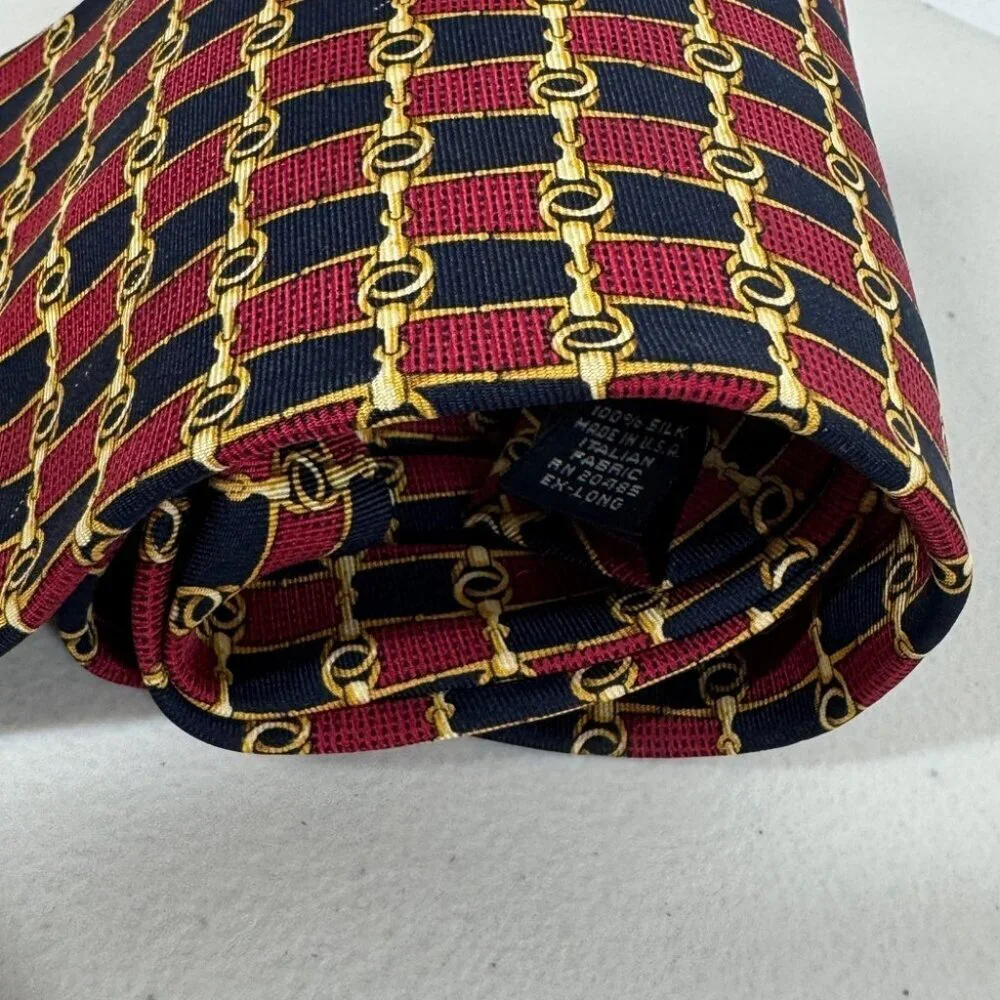 Stafford Silk Chain Link Tie Red Navy Gold Classic Men's Designer Necktie